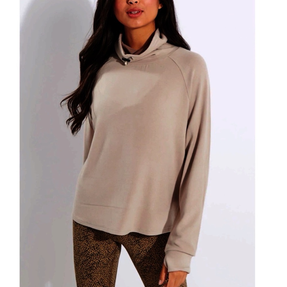 BOGO! Varley Adkisson Funnel Neck Soft Pullover Thumbholes Dark Taupe XS
